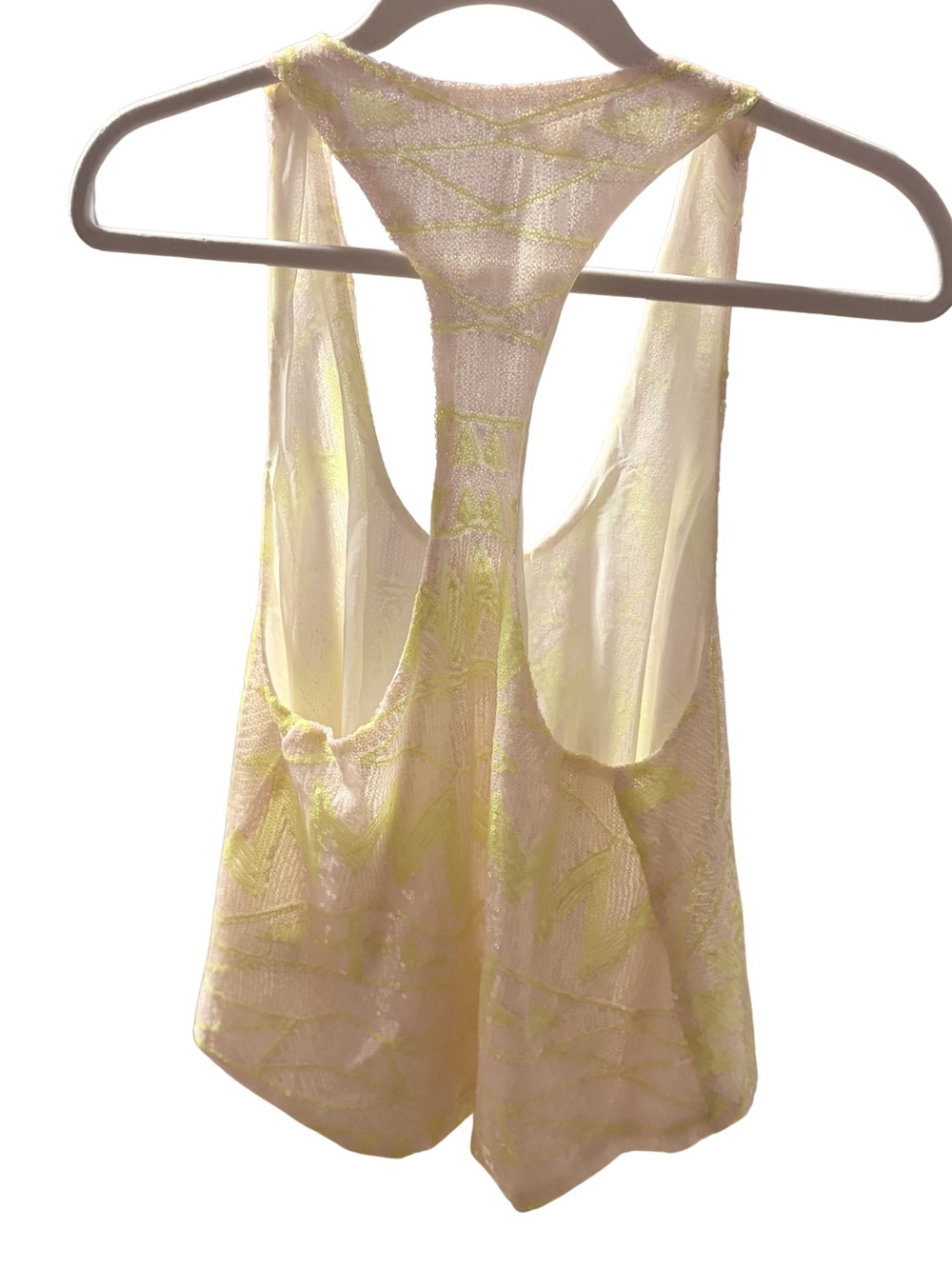 Timing Neon Yellow Sequined Racerback Swing Tank-Large, Read Notes - Picture 2 of 6